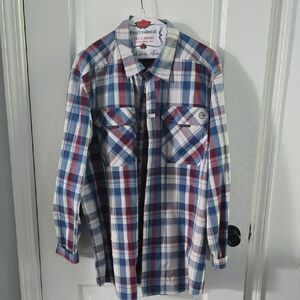 Wrangler Men's Casual Plaid Shirt - Blue, Red, White